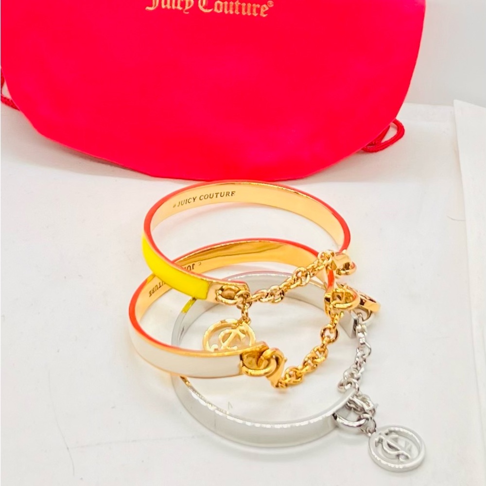 Brand new in pouch, Juicy Couture Color Enamel Bangle Set of 3
